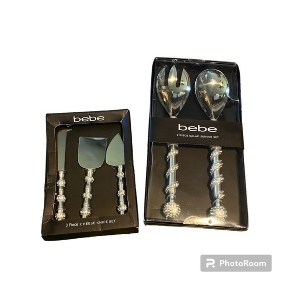 New Bebe bedazzled salads serving set and 3 knife set